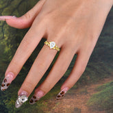 Pear Cut Nature Moissanite Ring with Three Prong Setting